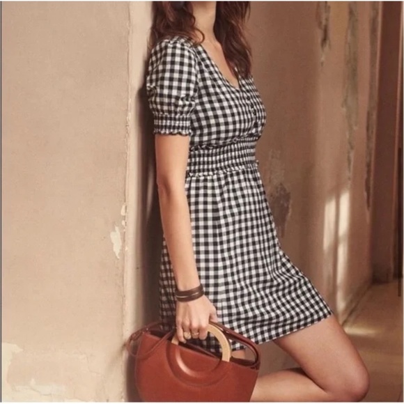 Sezane Sixtine Dress Vichy Noir/blanc - Size 36 - Picture 1 of 6